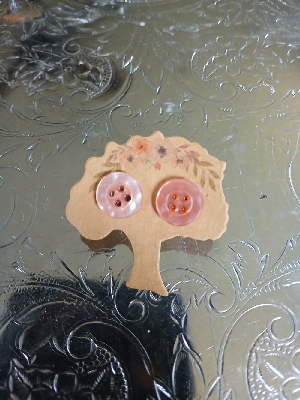 Light Pink Vintage Button Earrings